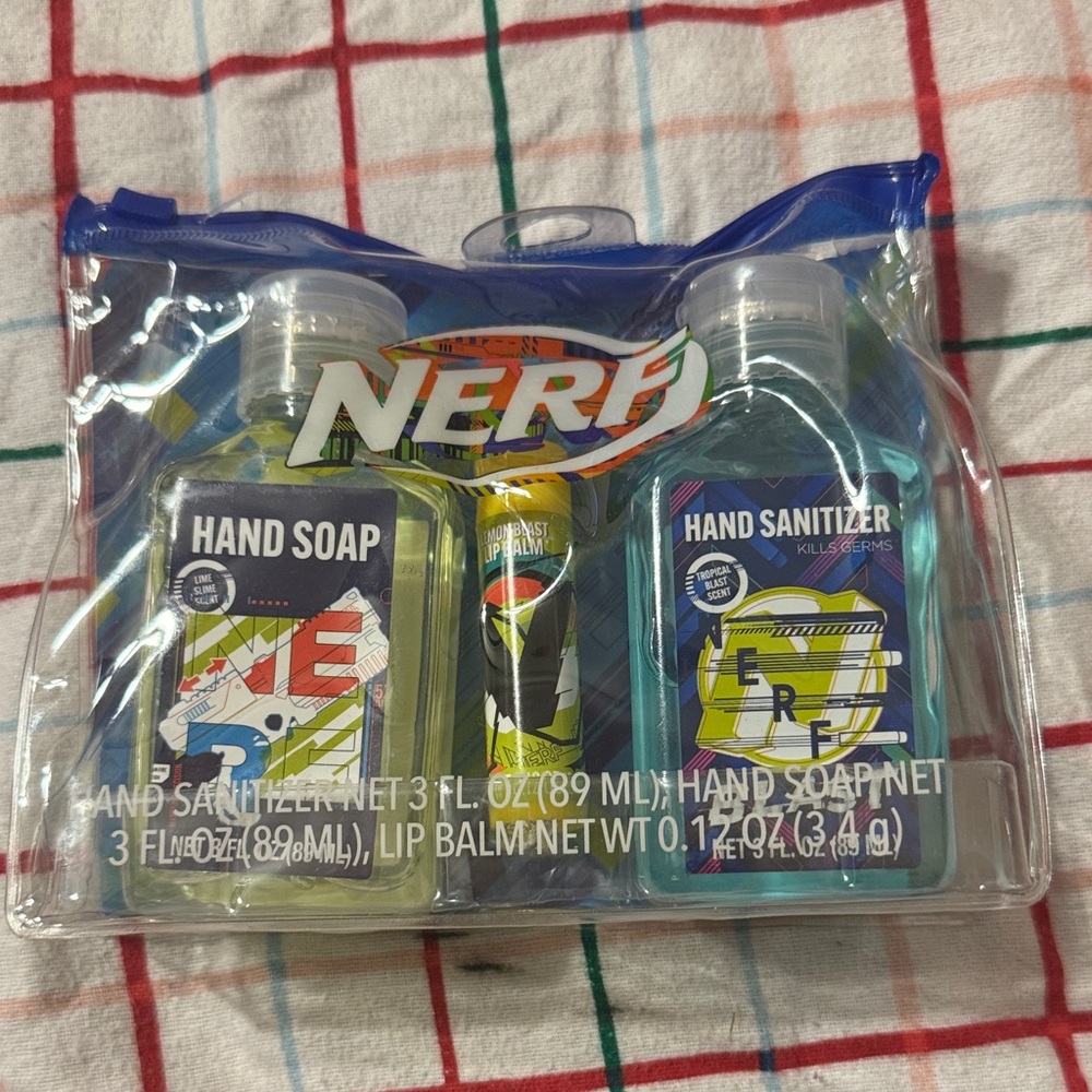 Nerf Hand Soap‎ and Sanitizer Trio with Lip Balm